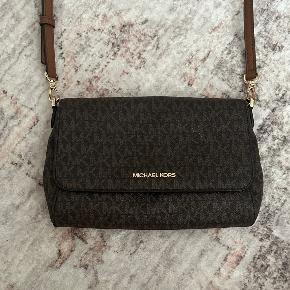 Michael Kors Dark Brown Monogram Crossbody Bag